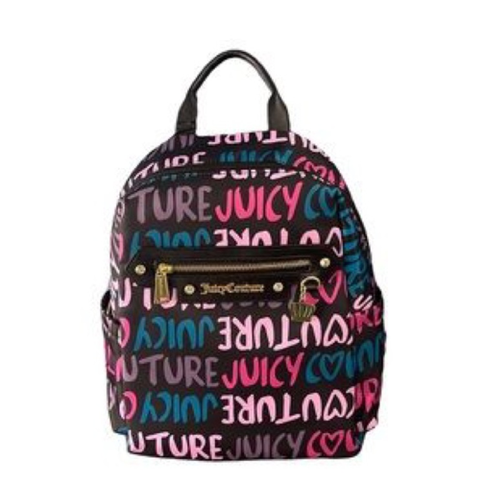 Juicy Couture Gothic Status Black Backpack Wordplay Love Letter Side Graffiti